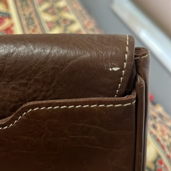 COLE HAAN Dark Brown Genuine Leather Front Flap Underarm Portfolio Briefcase - Picture 15 of 16